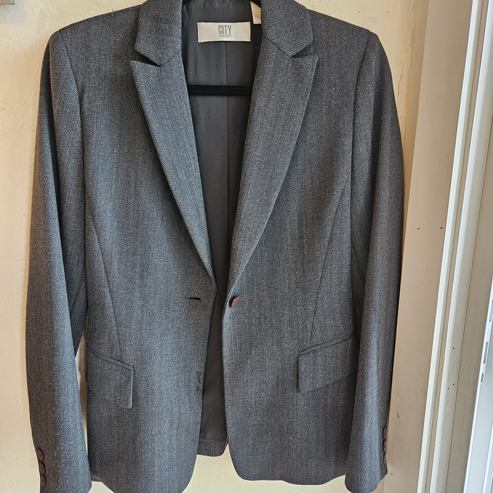 Womens Vintage DKNY Charcoal Gray Blazer